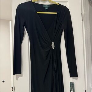 Ralph Lauren Black Long Sleeve Dress with Embellishment